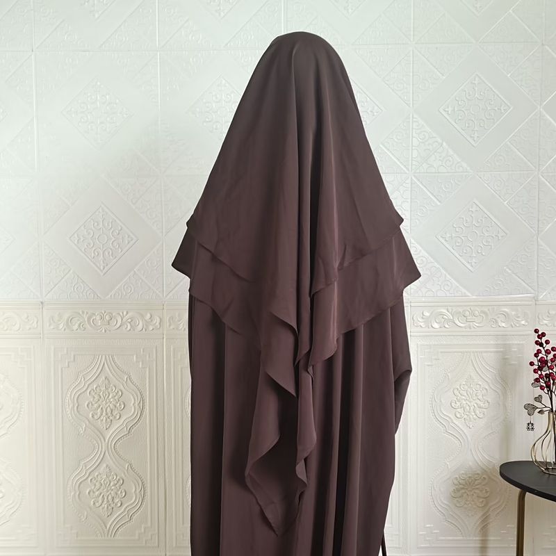 Vestido de dos piezas con hiyab, holgado, con mangas murciélago y color liso para mujer de Dubái, P105_voghion.com
