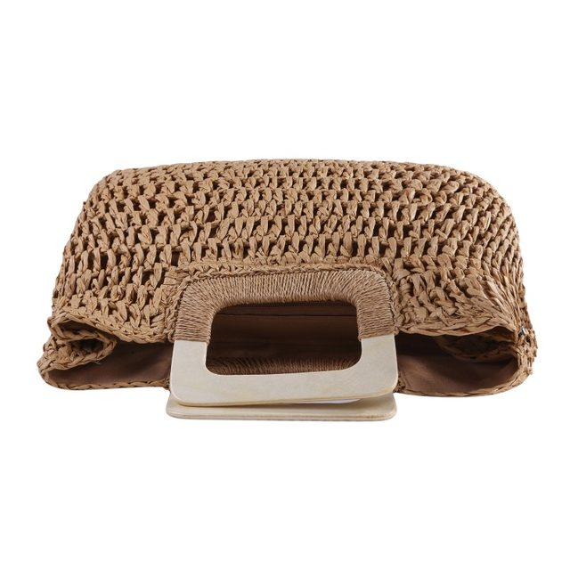Borsa a mano da donna Borsa semicircolare intrecciata in vimini di vimini di grande capacità Borsa da viaggio casual da donna di grande capacità Bolsos di moda_voghion.com