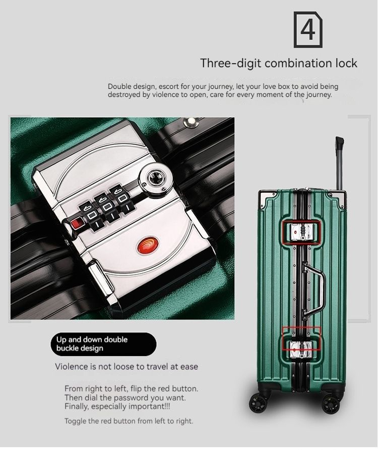 Valigia trolley con telaio in alluminio di grande capacità, scatola da imbarco per aviazione in alluminio, valigia in pelle spessa, scatola da viaggio con password, nuova_voghion.com