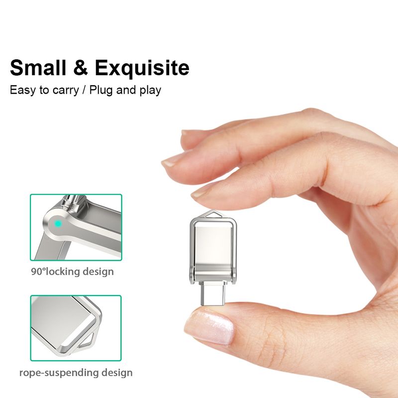 Type USB 2.0-station 16 GB 32 GB 64 GB 128 GB voor iPhone en Android Flash Drive met USB C / USB 2.0 op maat_voghion.com