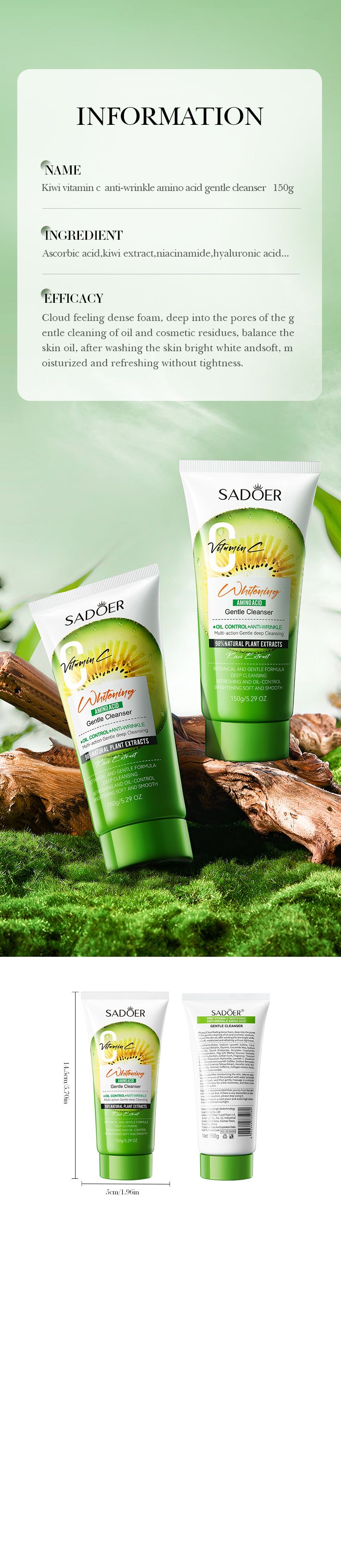 SADOER VC Brightening Cleansing Milk Series | 4-layer Fruit Extract Energy · Deep Cleansing · Universal (kiwi Fruit/citrus/grapefruit/lemon Optional)_voghion.com