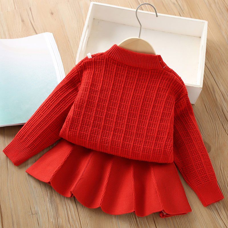 Mädchen Pullover 2023 Herbst/Winter Neue Modische Mädchen Baby Candy Wolle Pullover kinder Zwei Stück Set_voghion.com
