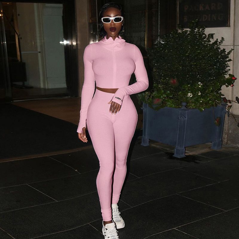 Höghalsad helärmad jumpsuit för kvinnor för kvinnor fitness slim-fit dragkedja_voghion.com