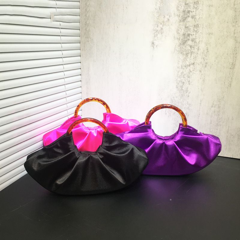 Nuova borsa di nicchia alla moda del 2023 per le donne, borsa a mano in seta stropicciata, borsa da sera estiva da donna_voghion.com