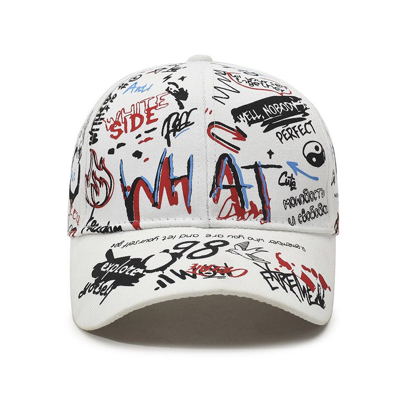 Gorra de béisbol con estampado de letras de grafiti estilo coreano para hombre y mujer, primavera y otoño, visera protectora solar para hombre._voghion.com