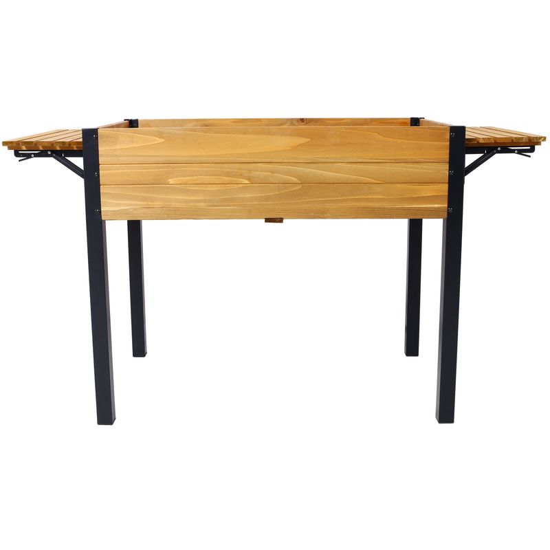 Raised Garden Bed, Metal Leg Wood Planter Boxes With Folding Storage Shelf,Elevated Planter Box For Growing Fresh Herbs, Vegetables, Flowers Great For Outdoor Patio, Deck, Balcony_voghion.com