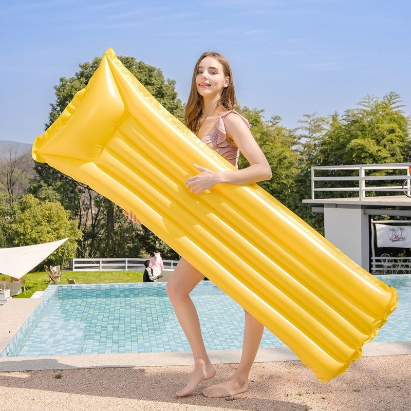 Seaside Beach Lounge Chair, Single Person Thick Floating Raft, Solid Color Swimming Circle, Adult Inflatable Mount,_voghion.com