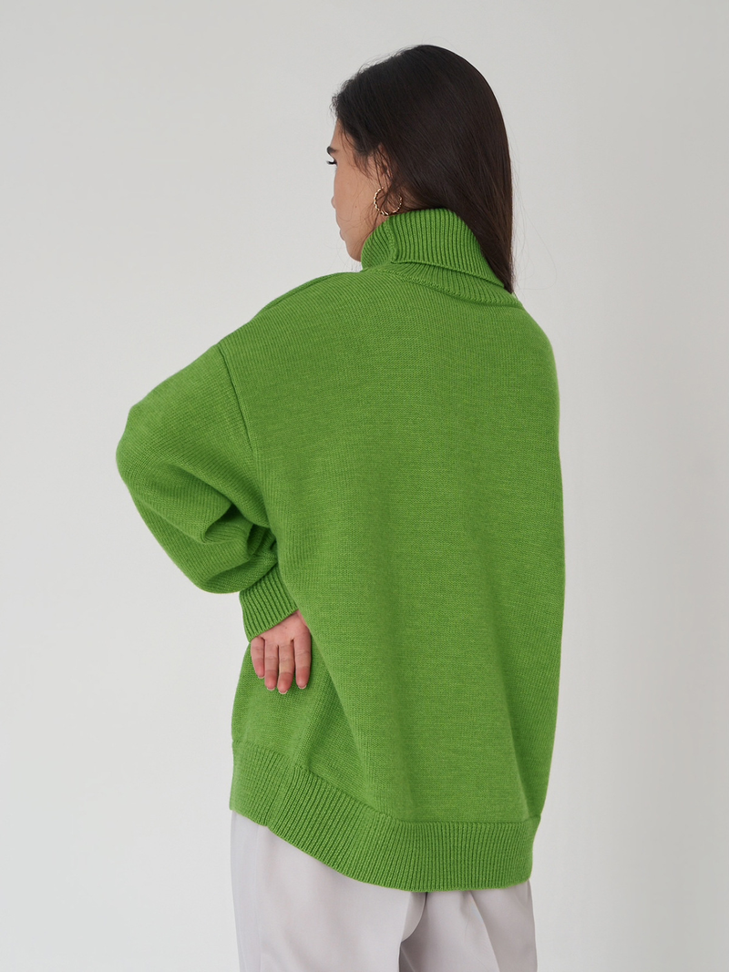 Damen einfarbiger Rollkragenpullover Herbst und Winter lockerer Strickpullover Ins Pullover Pullover für Damen_voghion.com