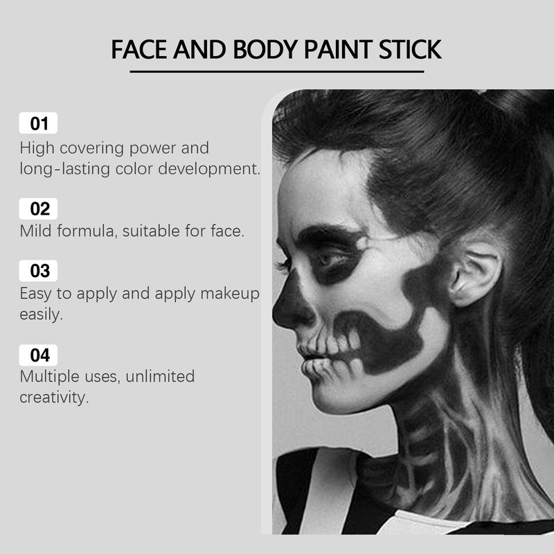Eelhope 4pcs/set Halloween Face Painting Stick Set, Covered With Painted Foundation Makeup Clown Colorful Stick_voghion.com