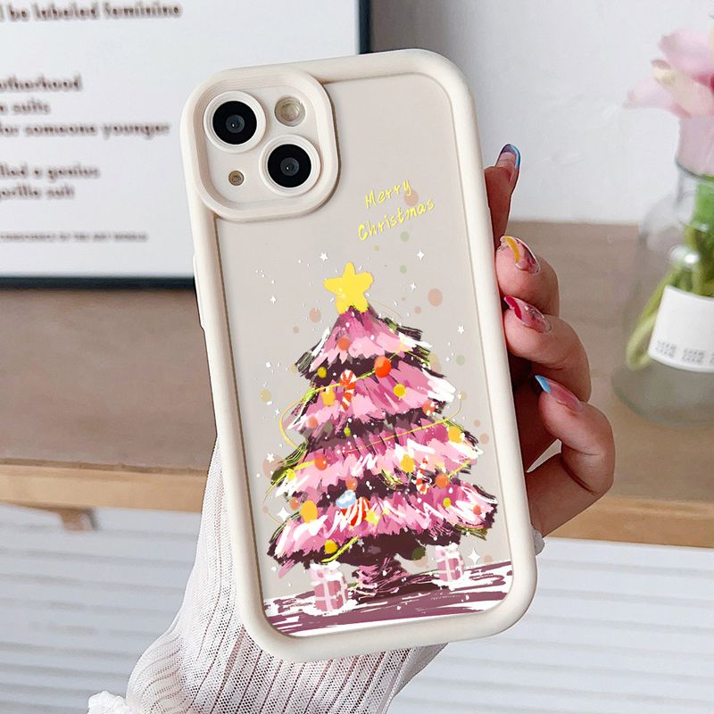 Carcasă de telefon roz cu model brad de Crăciun, moale, TPU, rezistentă la șocuri, pentru Xiaomi 14T 13T 11T 12T 12 13 Pro Lite Poco X6 F6 M6 X5 F5 Pro_voghion.com