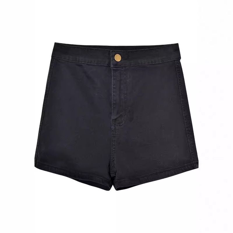 2025s Trendy Girl Denim Shorts Women Ins Spring 2025 New High Waist Slimming Black Tight Elastic Bodycon Hot Pants_voghion.com