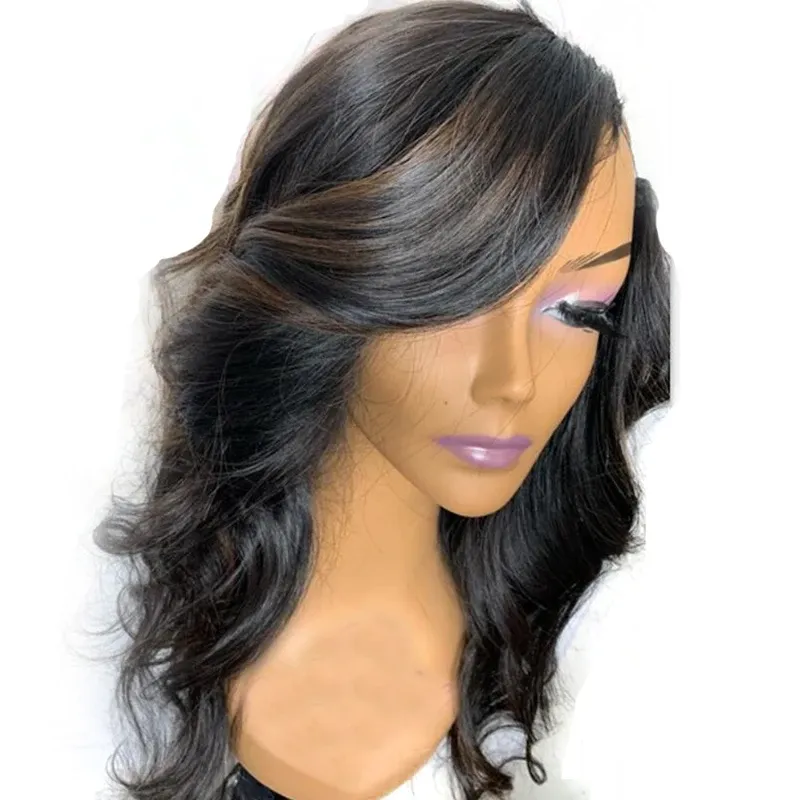 Pelucas de cabello humano con ondas corporales de belleza, sin pegamento, con raya al lado izquierdo, densidad del 180 %_voghion.com