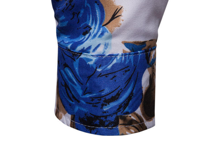 Sommer Neue Herren Slim Fit Plus Größe Langarm Fashion Casual Strand Blume Hemd_voghion.com