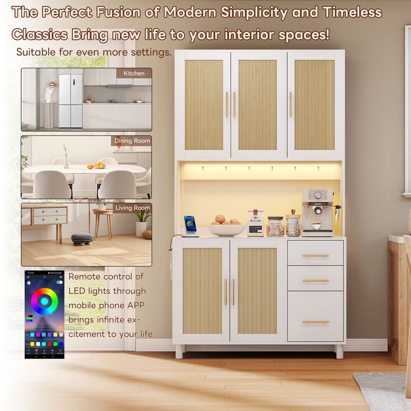 Cucina 183cm con app illuminate a LED, USB, steckdosen, 3 Schubladen_voghion.com