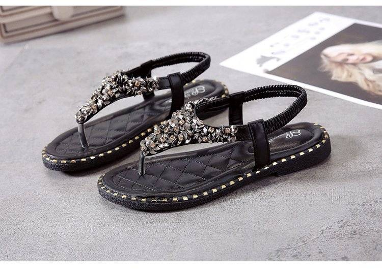 Women's shoes Bohemian new toe sandals women's flat-soled students herringbone beach shoes wholesale_voghion.com