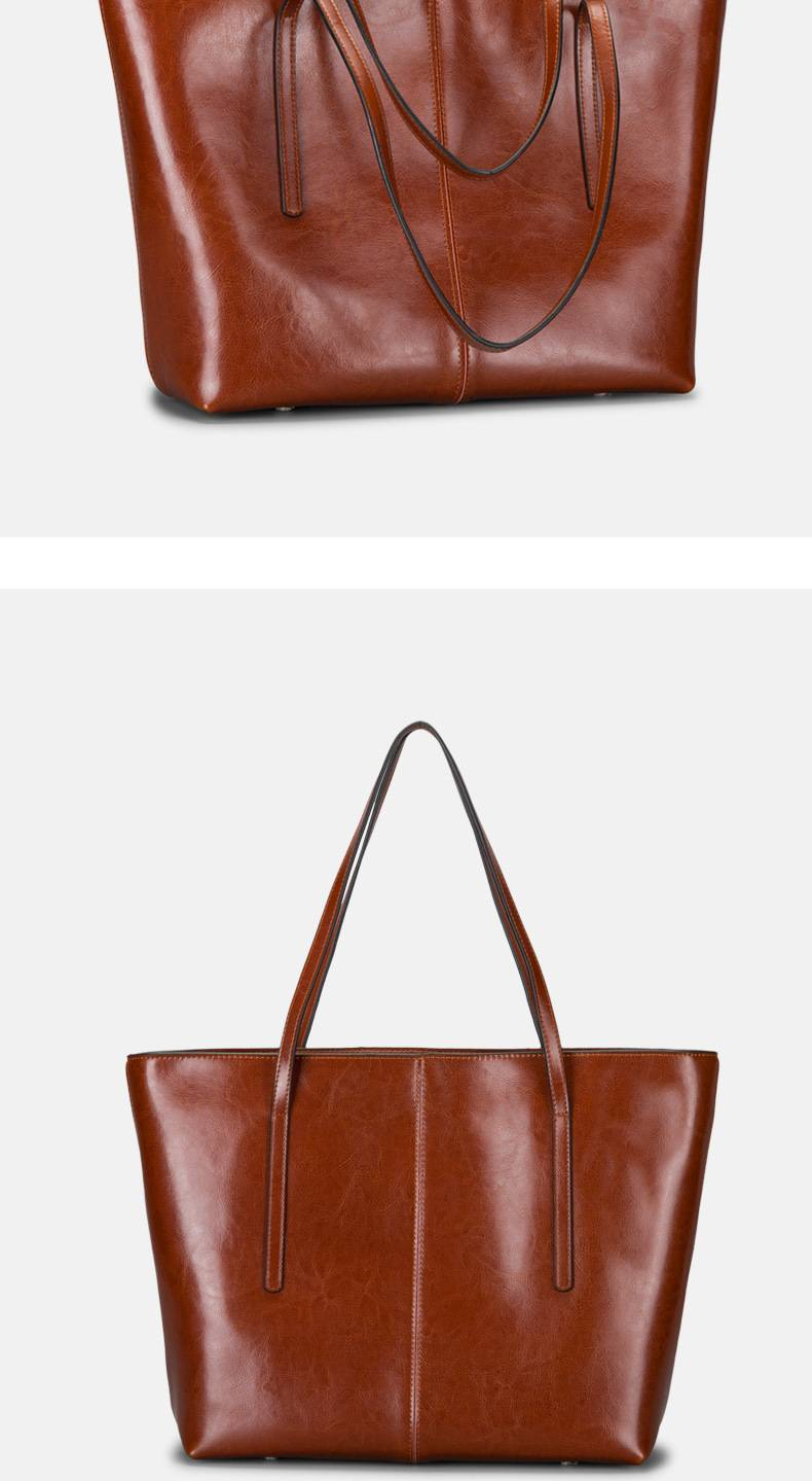 Women's Fashion Shoulder Bag Commuter Tote Bag Cowhide Carry-on Large Capacity Women's Bag_voghion.com