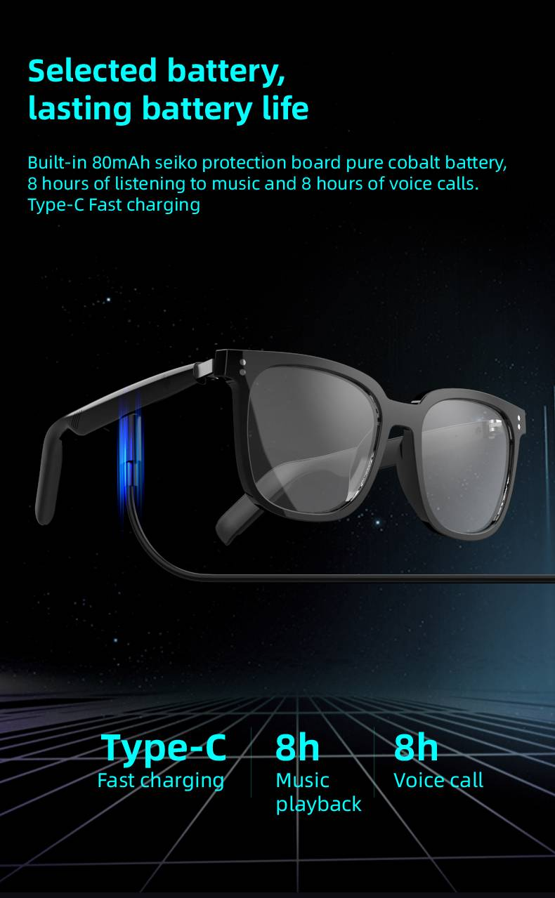 Smart Glasses Open Ear Bluetooth Zonnebril voor Mannen Vrouwen Bluetooth 5.4 Smart Glasses Touch Control Muziek Bellen Met Vervangbare UV-gefilterde Lenzen_voghion.com