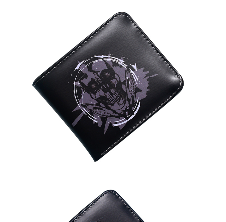 Men's Wallet Wallet Retro Demon Skull Short Small Wallet Portable Fashion Clutch Coin Purse._voghion.com