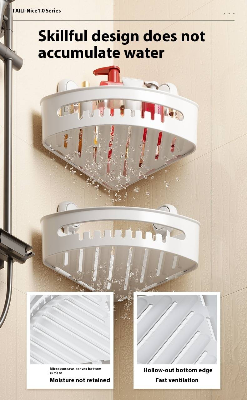 Wall-Mounted Bathroom Shelf - No Drilling, Space-Saving Corner Organizer For Shower, Toiletries & Cosmetics_voghion.com