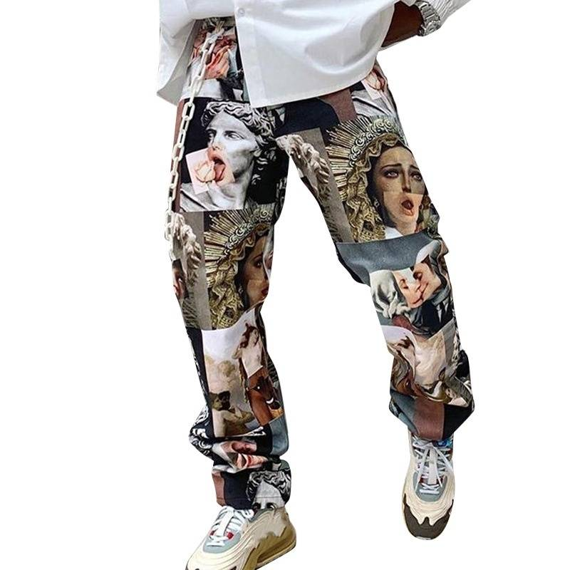 Meistverkaufte bedruckte, lockere Hosen mit geradem Bein, lässige lange Hosen in Übergröße für Männer, Hip-Hop-Hosen für Männer_voghion.com