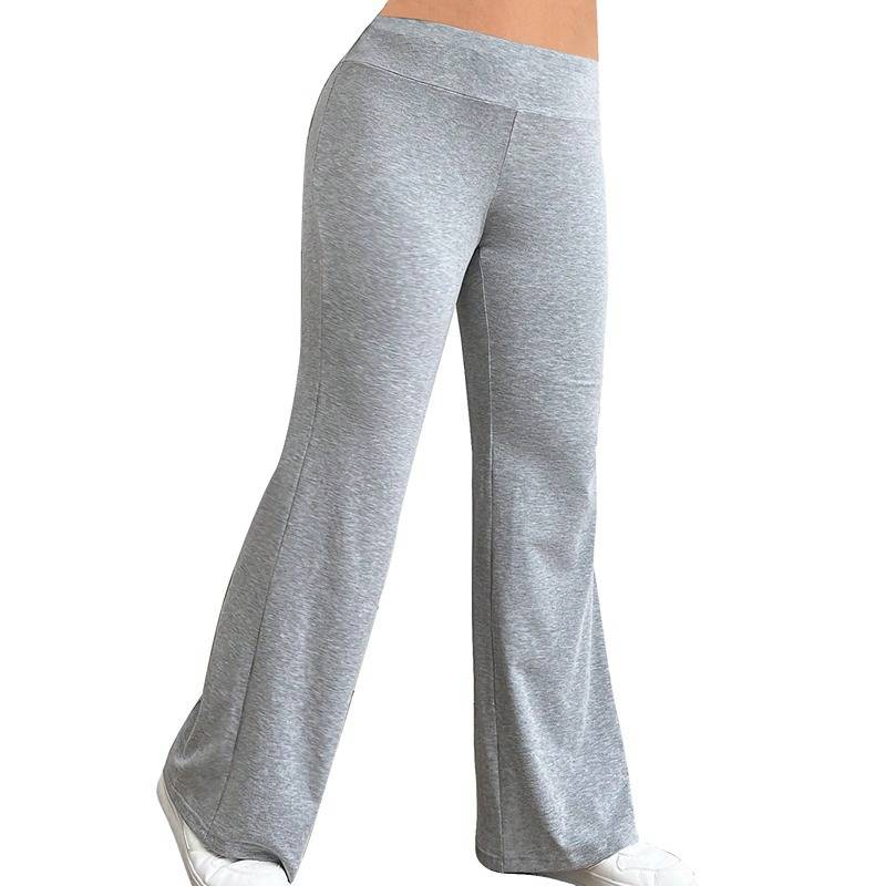 Vêtements pour femmes, couleur unie, décontracté, été, taille basse, polyvalent, yoga, mode, grande taille, évasé, jambe large, pantalon de sport_voghion.com
