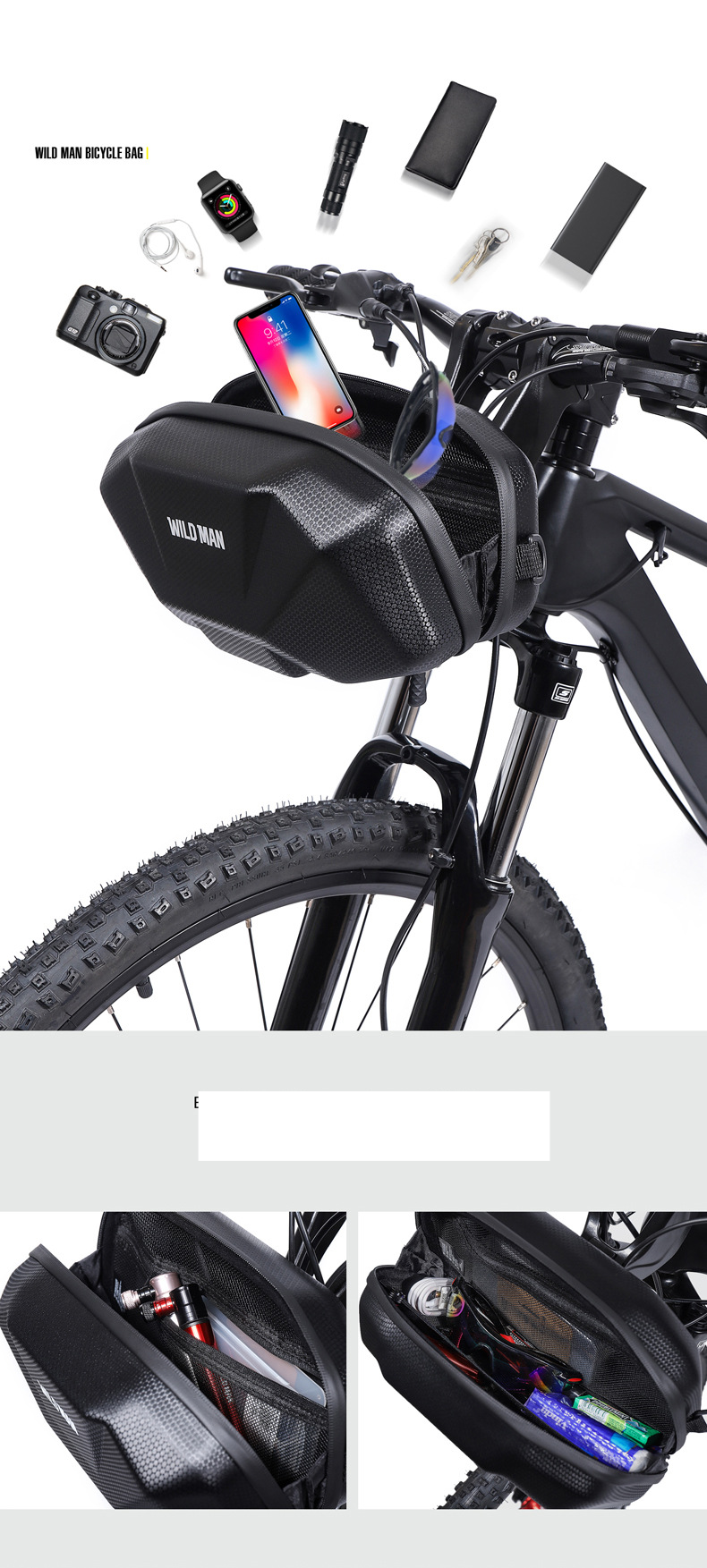 Bicycle Handlebar Bag EVA Hard Shell Electric Scooter Bag Riding Car Head Bag_voghion.com