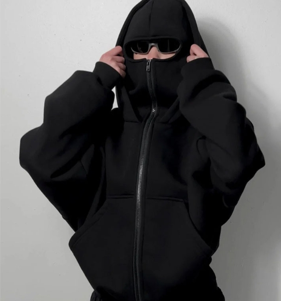 Herren Y2K Streetwear Hoodie – Fleecegefütterte Jacke mit Paris-Print | Übergroßer Unisex-Pullover mit reflektierenden Details_voghion.com