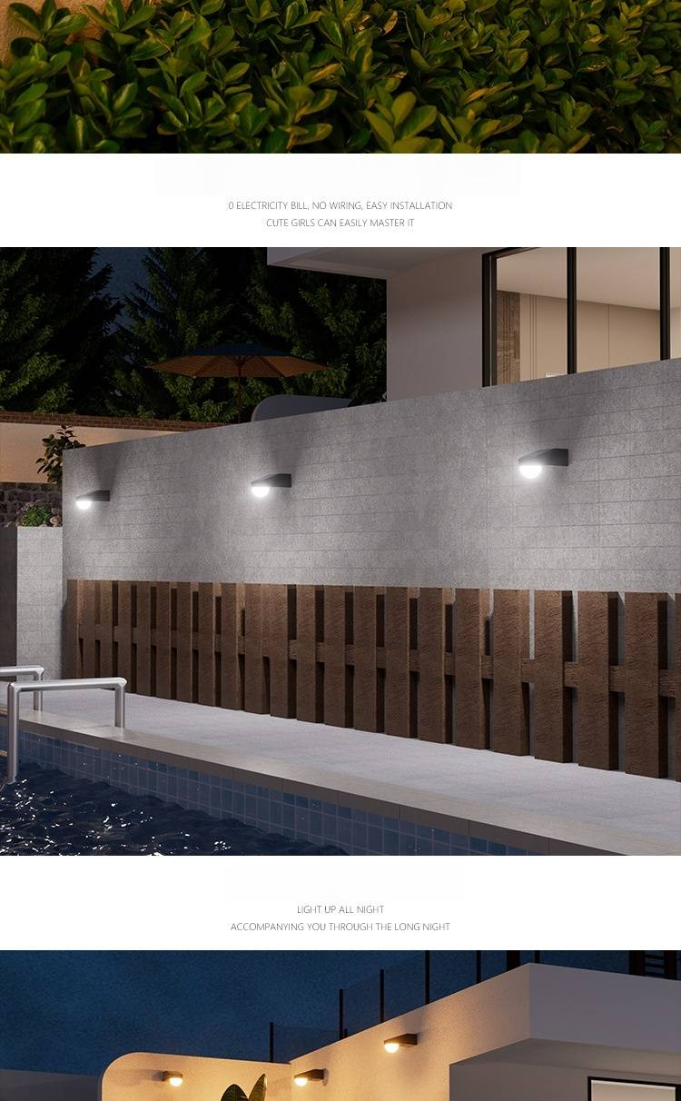 Solar-Wandleuchte für den Außenbereich, wasserdichte LED-Gartenleuchte für Terrasse, Hof, Zaun, Weg – Warmweiß/Kaltweiß, 5 LEDs, solarbetrieben_voghion.com