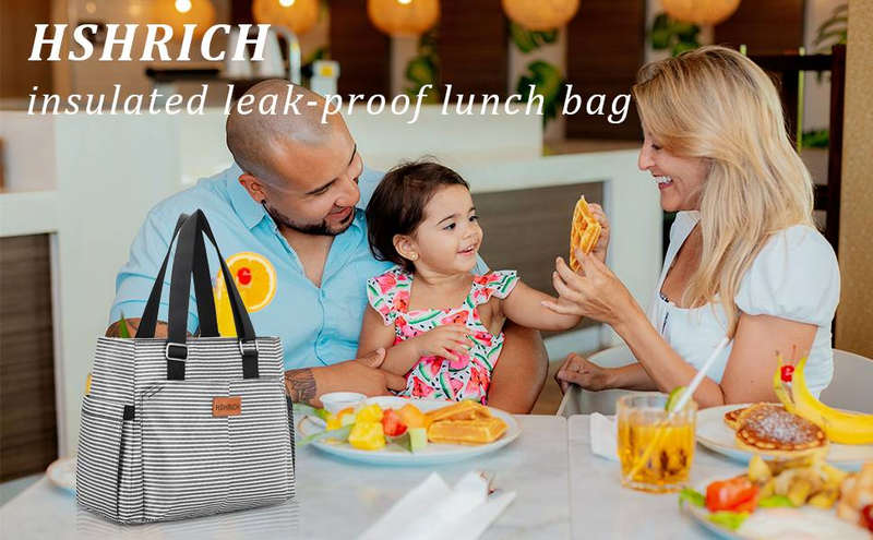 Fashion Insulated Bags, Lunch Boxes, Striped Handbags For Women Men,Waterproof Large CapacityLunch Bags_voghion.com