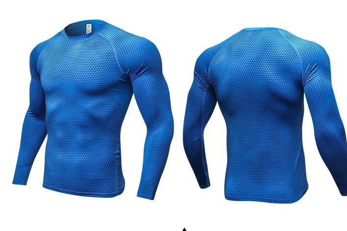 Men's 3D Printed Compression Long Sleeve Shirt – High-Elasticity, Moisture-Wicking Workout Top For Gym, Running & Training_voghion.com