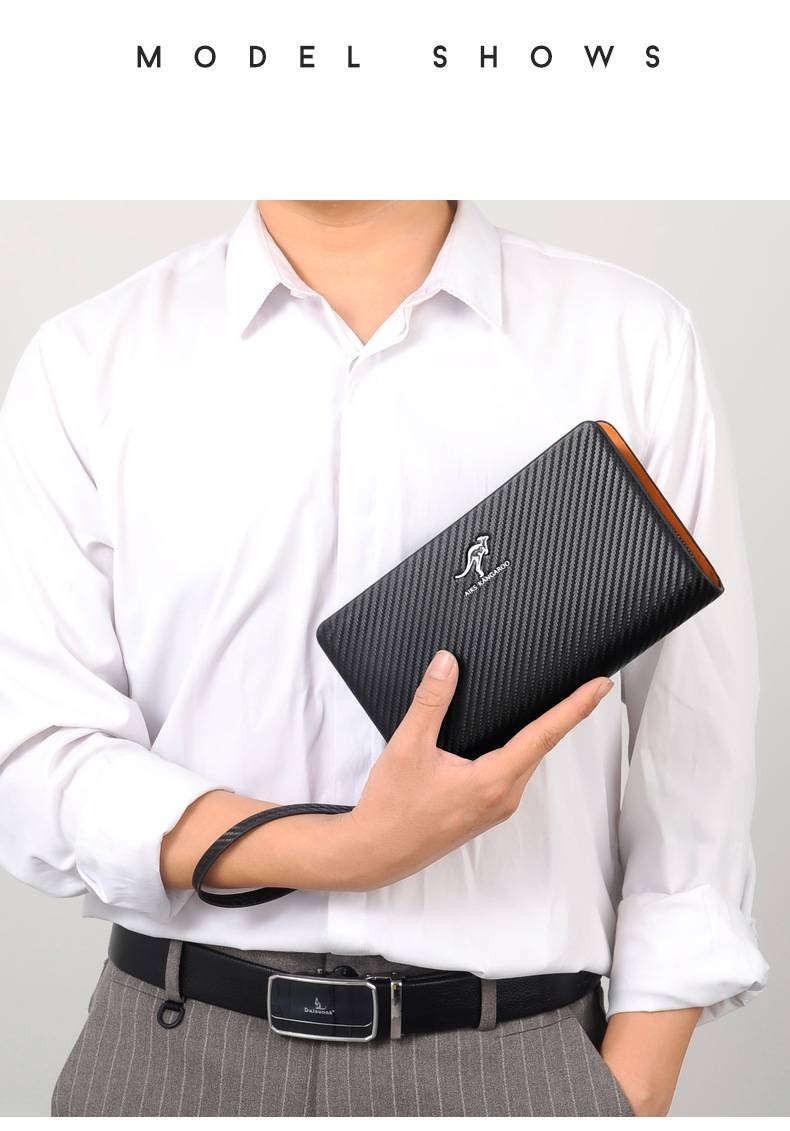 Borse da uomo AIKS KANGAROO Borsa con doppio manico in fibra di carbonio antidemagnetica con protezione RFID Borsa per cellulare Portafoglio_voghion.com