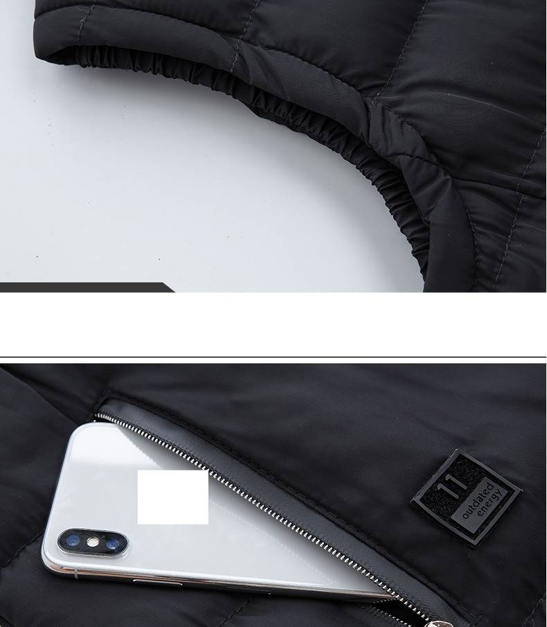 Veste sans manches matelassée d'hiver pour homme, à capuche amovible, fermeture éclair et col montant (noir, marine, olive, kaki, bordeaux)_voghion.com