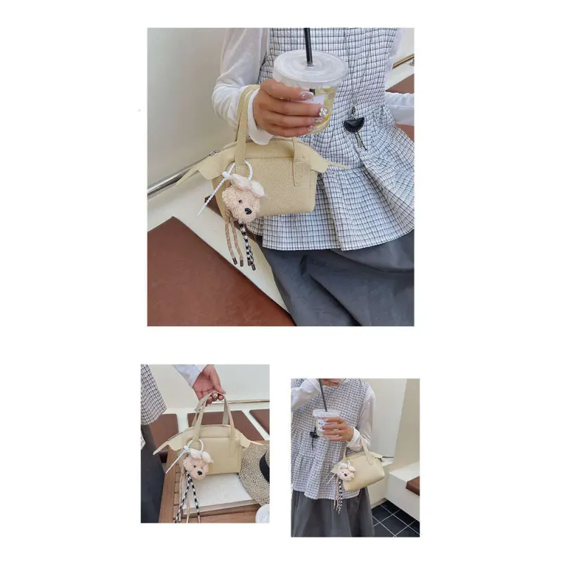 Borsa a mano in stile minimalista coreano per donna, estiva, versatile, con texture litchi, casual, per spostamenti all'aperto, piccola, quadrata_voghion.com