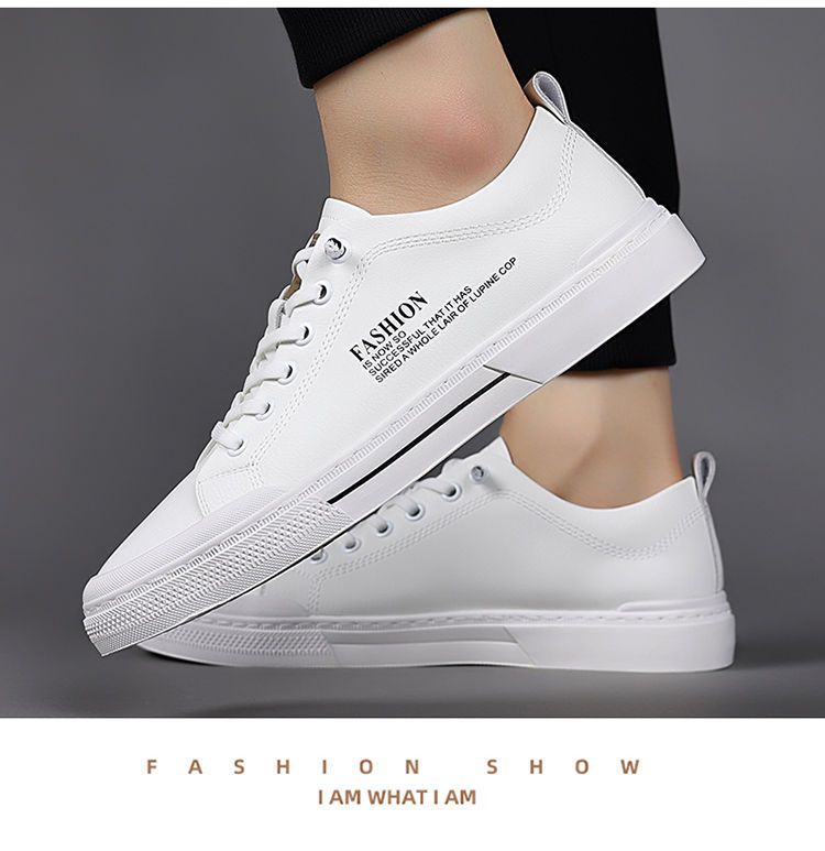 Nuove scarpe da uomo in vera pelle, scarpe casual, scarpe da skateboard basse bianche, comode e alla moda, sneaker slip-on_voghion.com