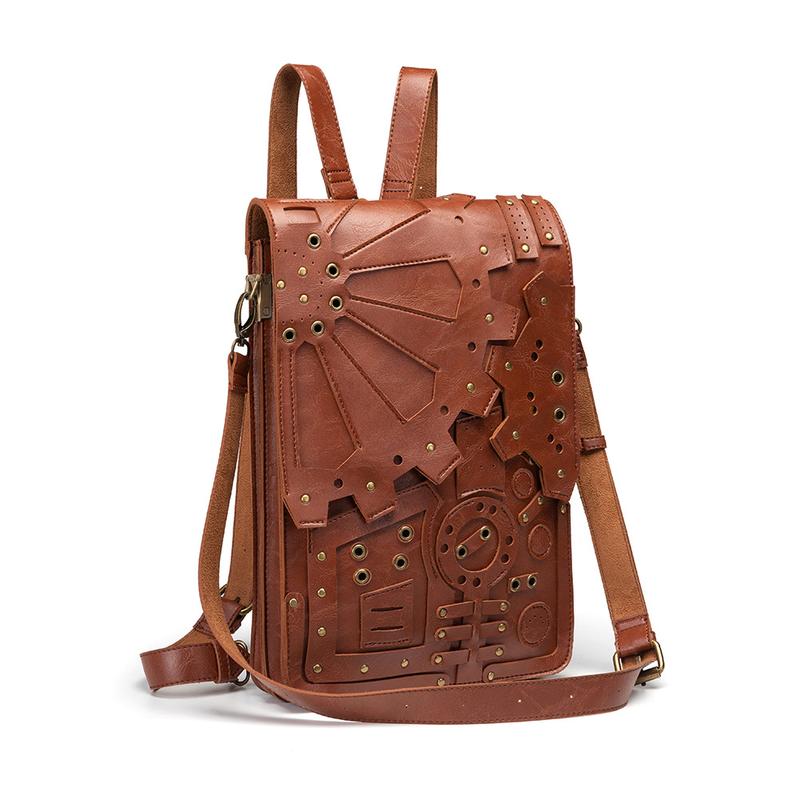 Steampunk Retro Gear Backpack Women's Schoolbag Shoulder Crossbody Bag_voghion.com