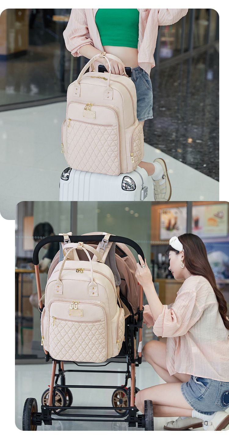20L Wickeltasche Tragbare multifunktionale Mutter- und Babytasche Modische Stickerei Große Kapazität Wickeltasche Wasserdichter Rucksack_voghion.com