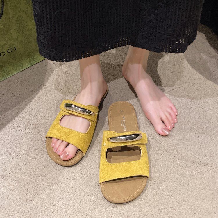 Women's Flat Sandals 2025 New Multifunctional Single Strap Beach Vacation Shoes_voghion.com