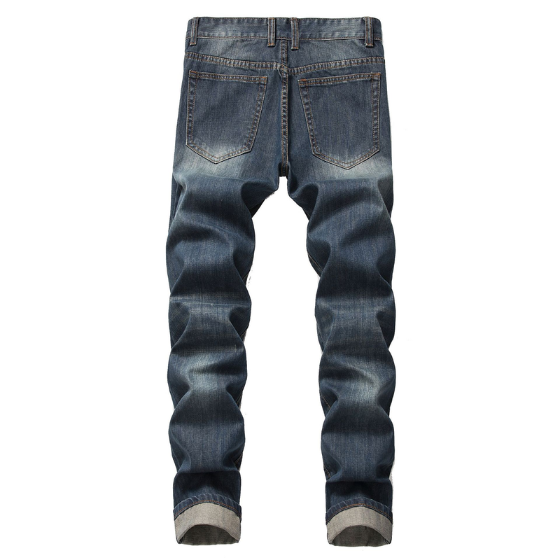 Men's Clothing Men's Ripped Hole Straight Slim Non Stretch Jeans Multi Tattered Men's North Trousers_voghion.com