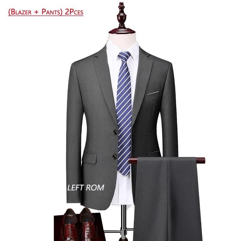 CT 2025 New Men's Solid Color Business Casual Suit Set Two-Piece Available Year-Round_voghion.com