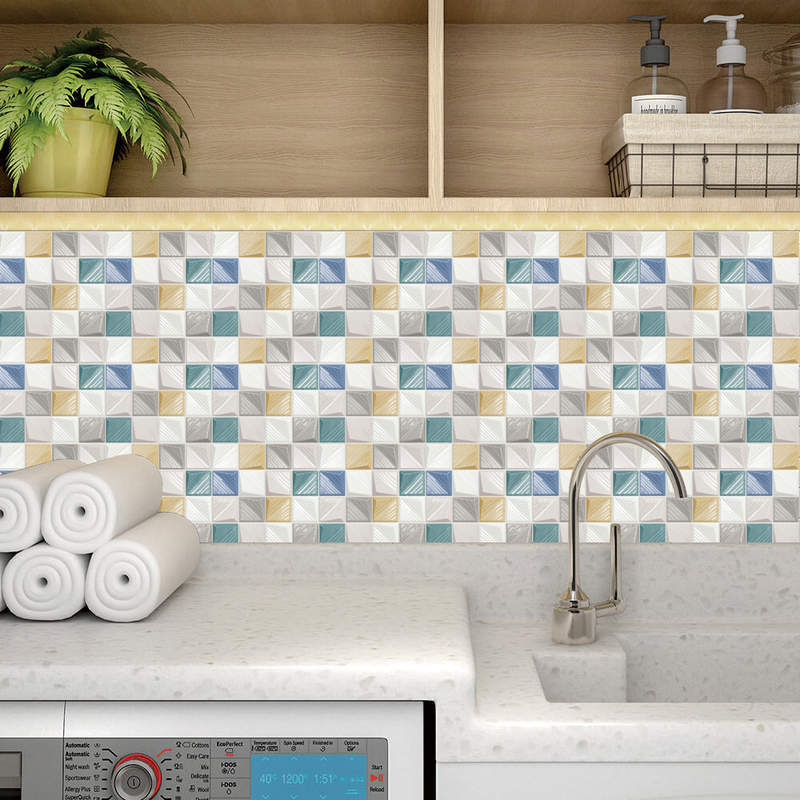 MSC077-0923D Mosaik Krystal Flise Klistermærke Glas Tile DIY Vandtæt selvklæbende vægklistermærke_voghion.com