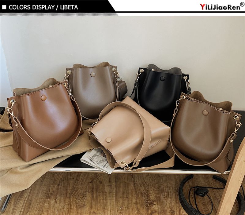 Borse da donna alla moda Borse a tracolla eleganti con tracolla larga a secchiello grande per donna Borsa a tracolla in morbida pelle Portafoglio_voghion.com