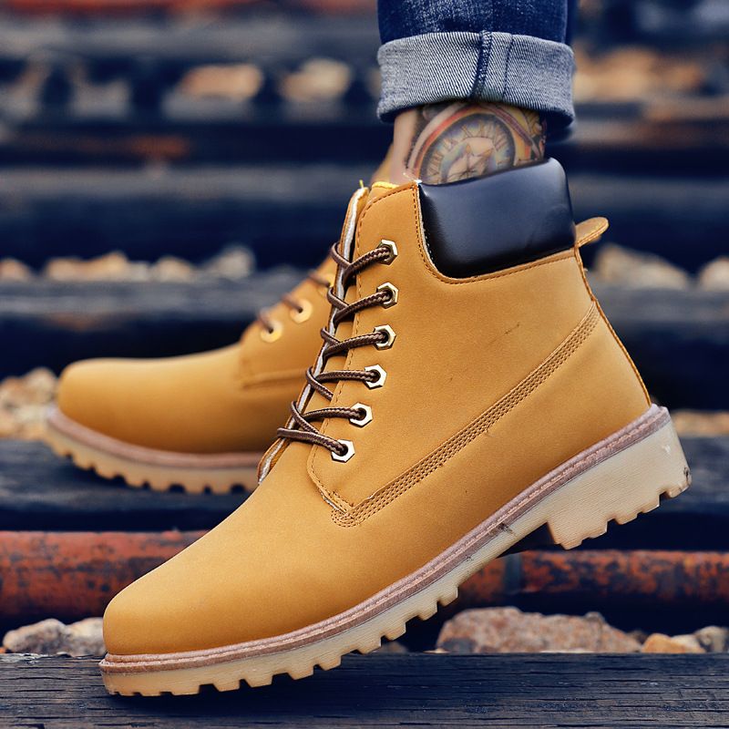 Mens Hiking Anti-skid Winter Shoes Lace Up Casual Outdoor Durable Workout Boots_voghion.com
