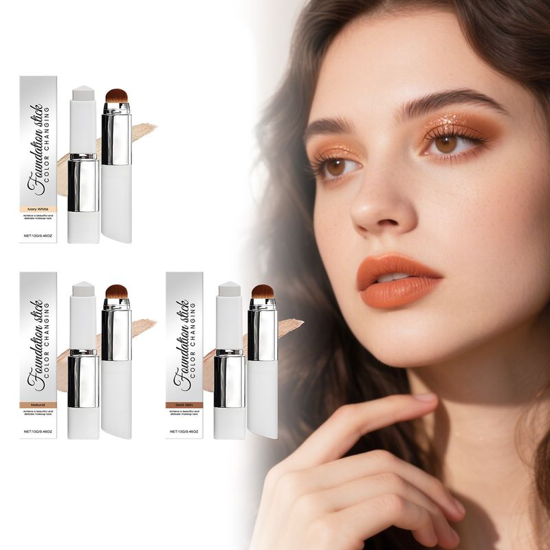2-in-1 Color-Changing Stick Matte Clear Foundation Lightweight Makeup Natural Fit Suitable For Oily And Dry Skin_voghion.com