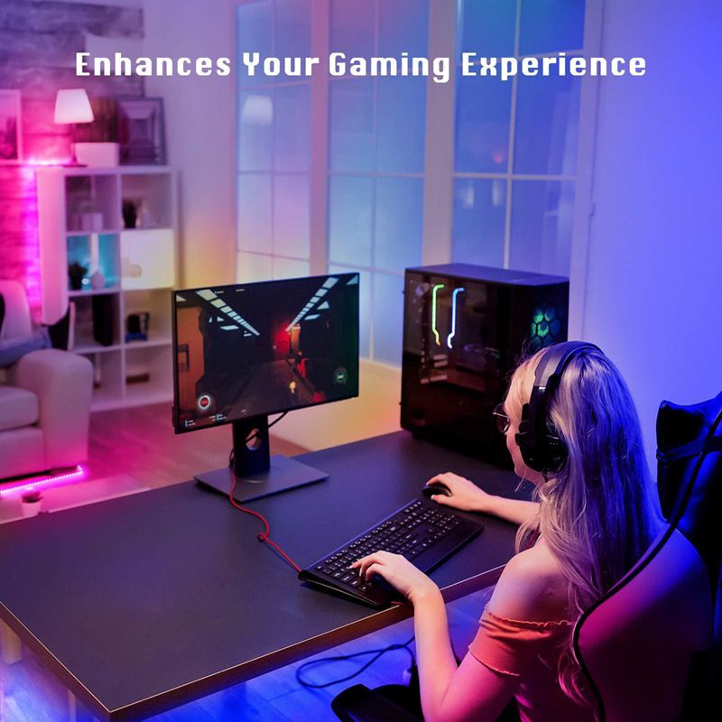 Bande lumineuse LED RVB 5 V avec 18 LED/m – SMD 5050, télécommande 28 touches et contrôle par application (Bluetooth), éclairage flexible DIY pour la maison, la scène et la décoration de fête._voghion.com