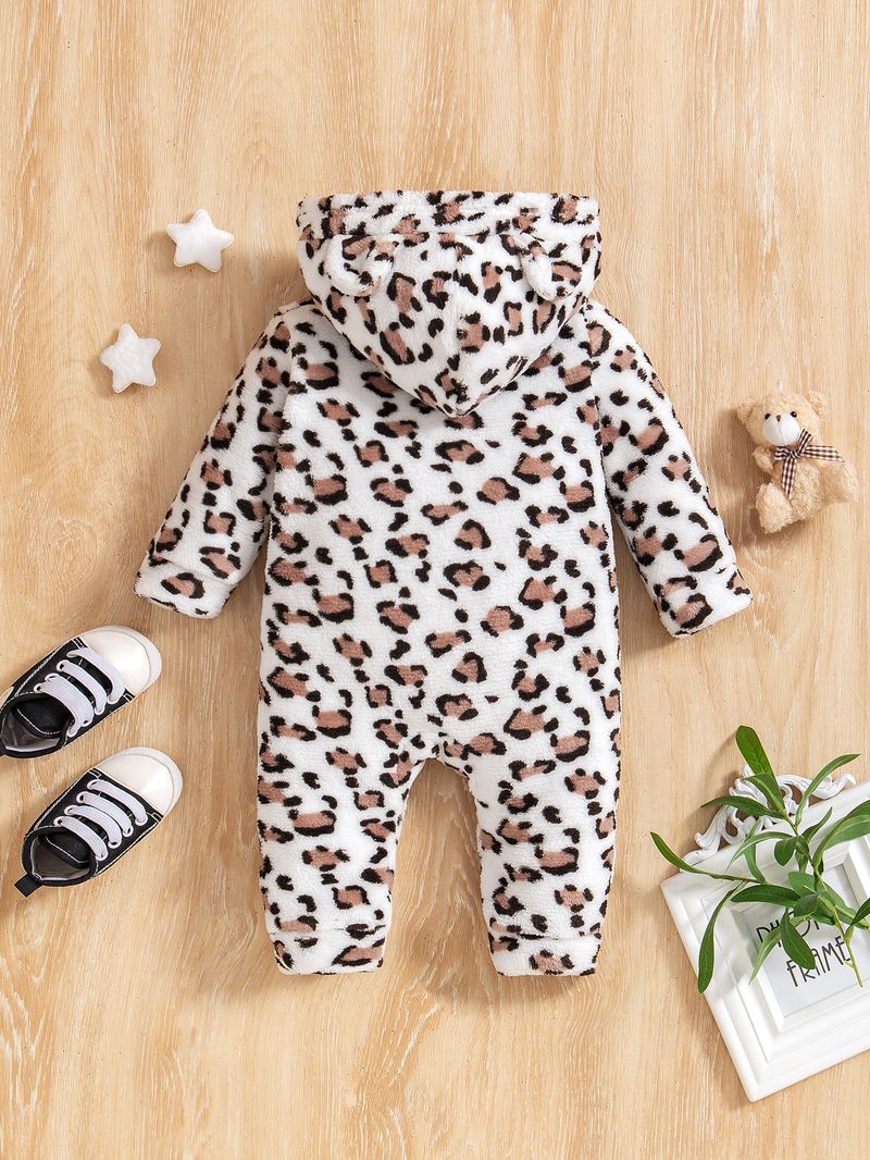 Mother & Kids Soft Fleece Baby Jumpsuit With Adorable Cartoon Prints - Long Sleeve Hooded Romper For Newborn To 12 Months (A-Class Safety Certified)_voghion.com