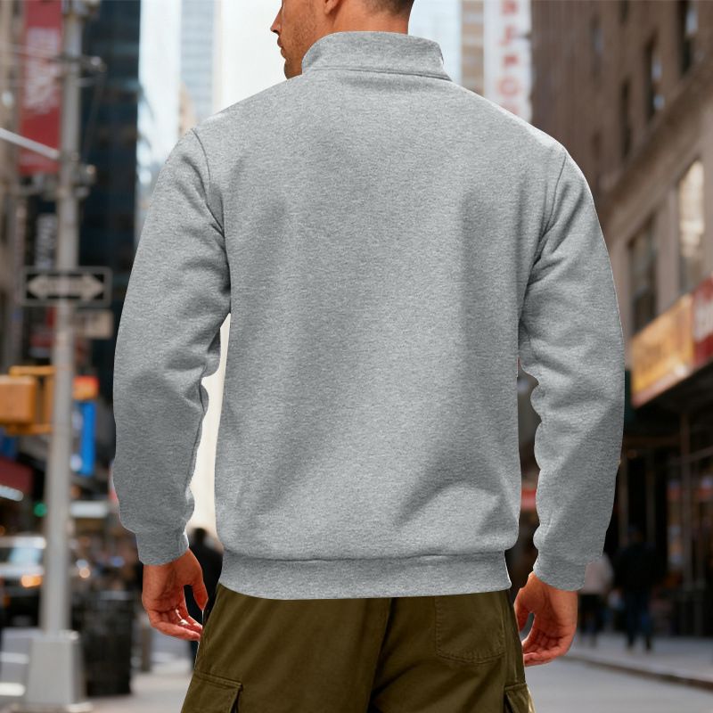 Felpa casual invernale da uomo con cappuccio, mezza zip, collo alto, foderata in pile e logo Tafle - Felpa con cappuccio dalla vestibilità comoda_voghion.com