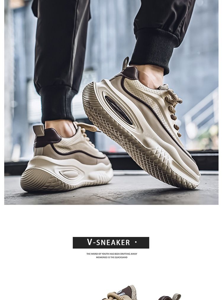 Męskie sznurowane grube tenisówki, buty dla taty buty sportowe, amortyzujące i oddychające buty do biegania koszykówka trening na siłowni_voghion.com