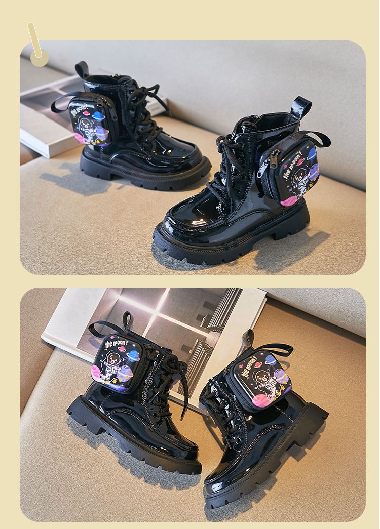Buty dziecięce dziewczęce Martin Boots 2024 Jesień i zima Nowe jesienne pojedyncze buty Brytyjski styl Księżniczka Krótkie buty Mała torba szkolna Buty dziecięce_voghion.com