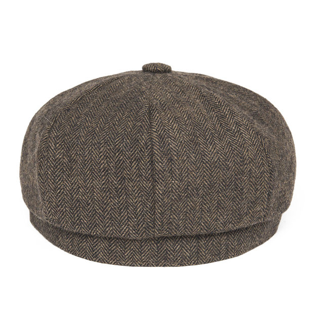 BOTVELA Woll-Tweed-Zeitungsjungenmütze mit Fischgrätenmuster für Herren und Damen, britischer Gatsby-Retro-Hut, Fahrer-Schiebermütze für Herren, Vintage-Baskenmütze mit Fischgrätenmuster_voghion.com