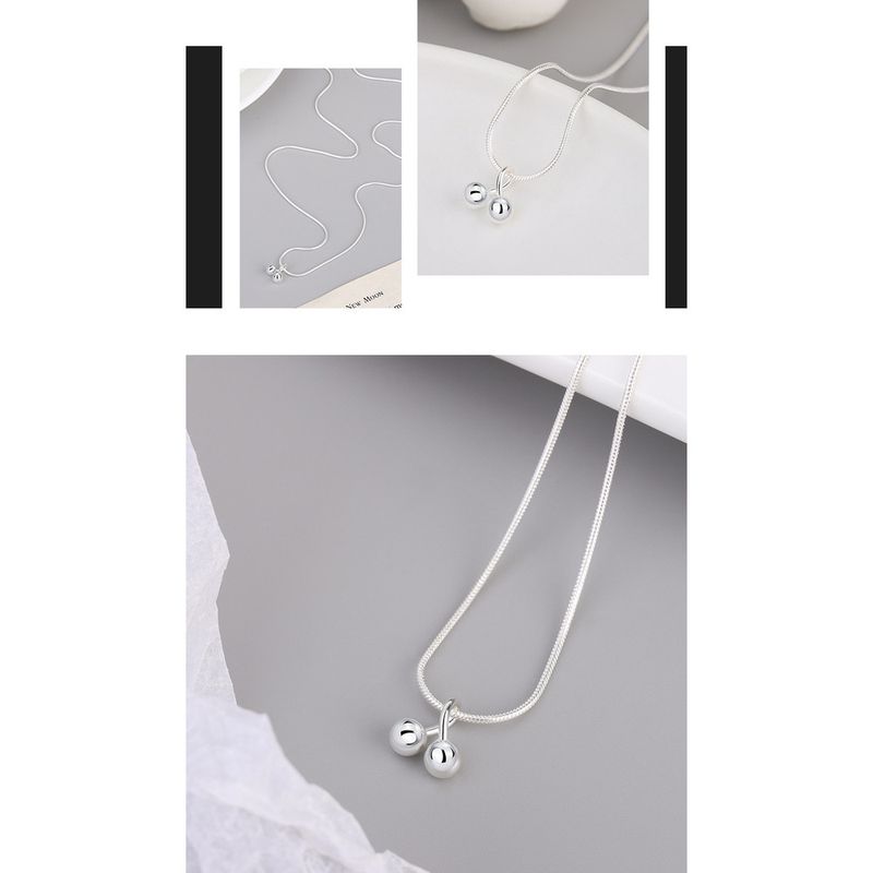 Carlini's Silver Pure Silver, collier femme haut de gamme, petit et moyen métal, pendentif cerise_voghion.com